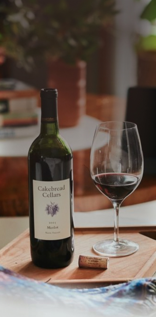 Bottle of wine with vineyard background